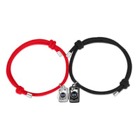 Red and Black Cord Photo Projection Couple Bracelets