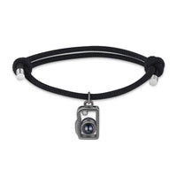 Red and Black Cord Photo Projection Couple Bracelets