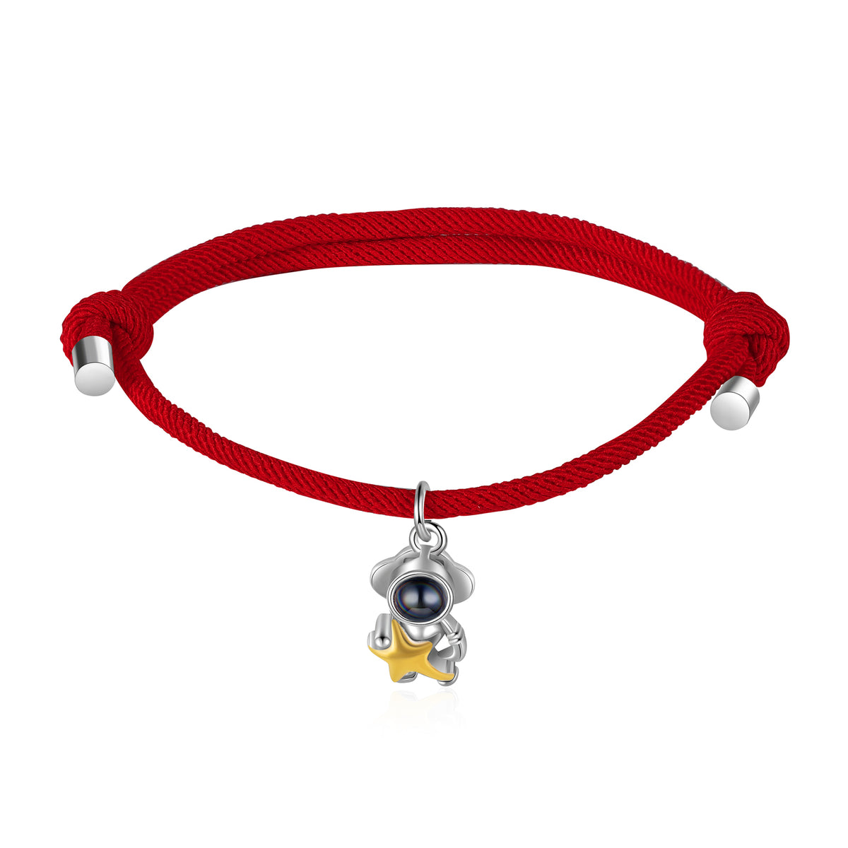 Rocket and Astronaut Photo Projection Couple Bracelets