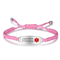 Personalized Pink Braided Medical ID Bracelet