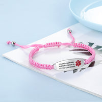 Personalized Pink Braided Medical ID Bracelet