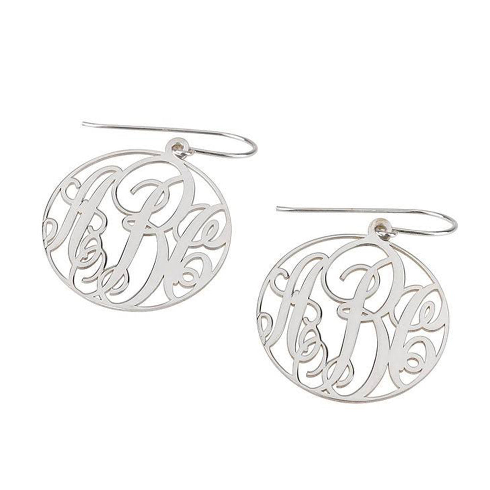 Sterling Silver Monogram Drop Earrings