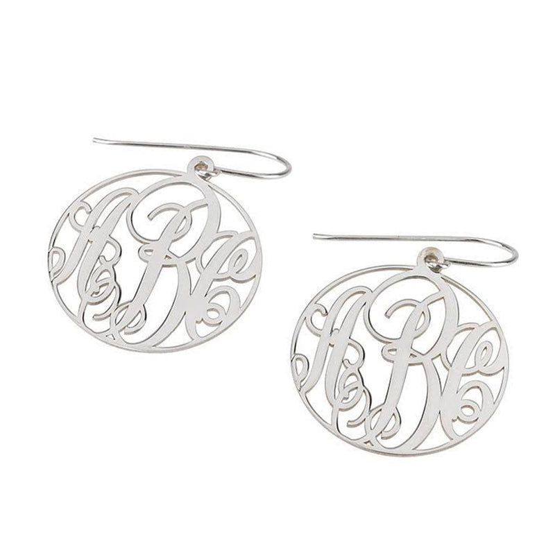 Sterling Silver Monogram Drop Earrings