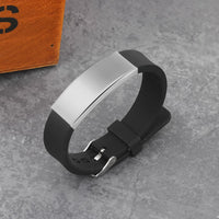 Black Silicone Engraved ID Bracelet