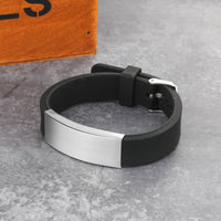 Black Silicone Engraved ID Bracelet