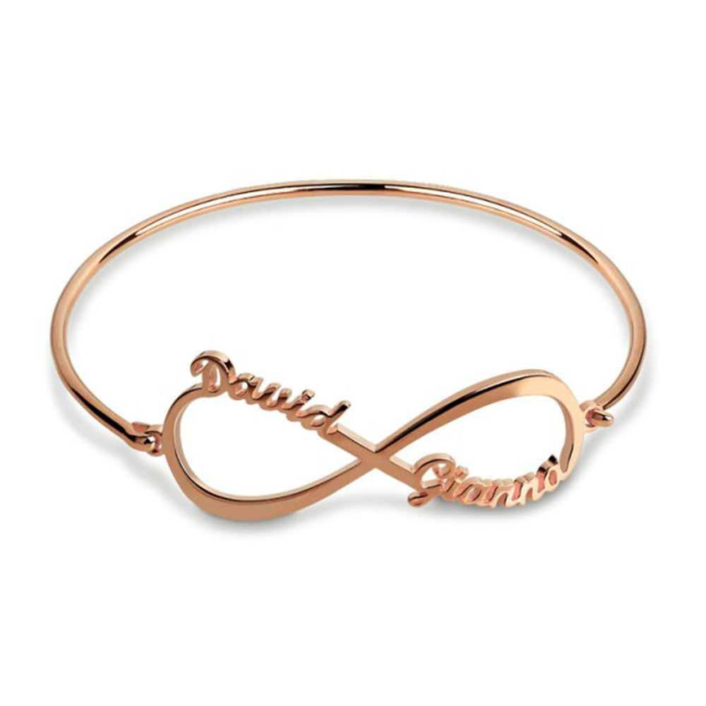 Two Name Infinity Bangle in Sterling Silver