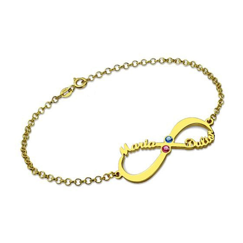 Sterling Silver Infinity Name Birthstone Bracelet