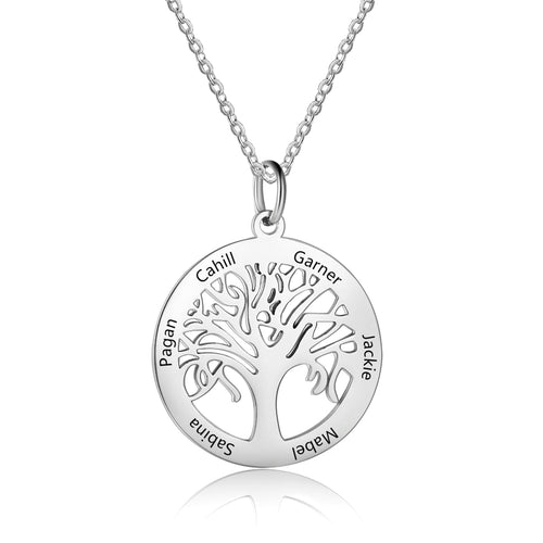 Stainless Steel Tree of Life Family Name Necklace