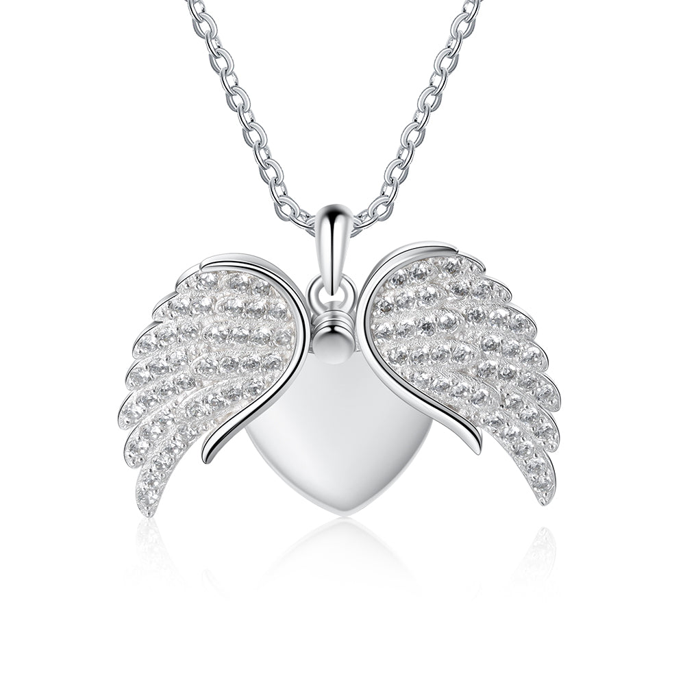 Personalized Angel Wing Heart Name Necklace