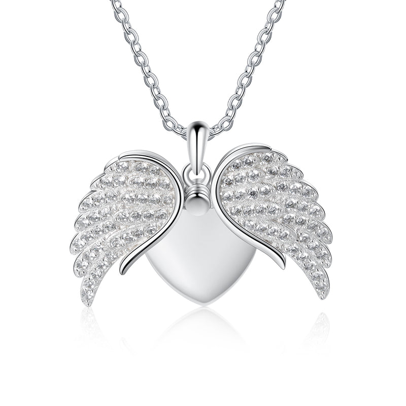 Personalized Angel Wing Heart Name Necklace