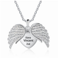 Personalized Angel Wing Heart Name Necklace