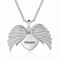 Personalized Angel Wing Heart Name Necklace