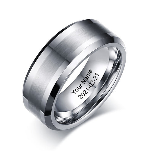 Men's Engraved Tungsten Steel Band Ring
