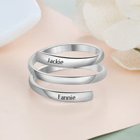 Engraved Two Name Wrap Ring