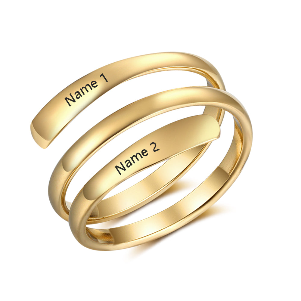 Engraved Two Name Wrap Ring