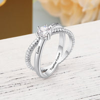Engraved Solitaire Crossover Name Ring