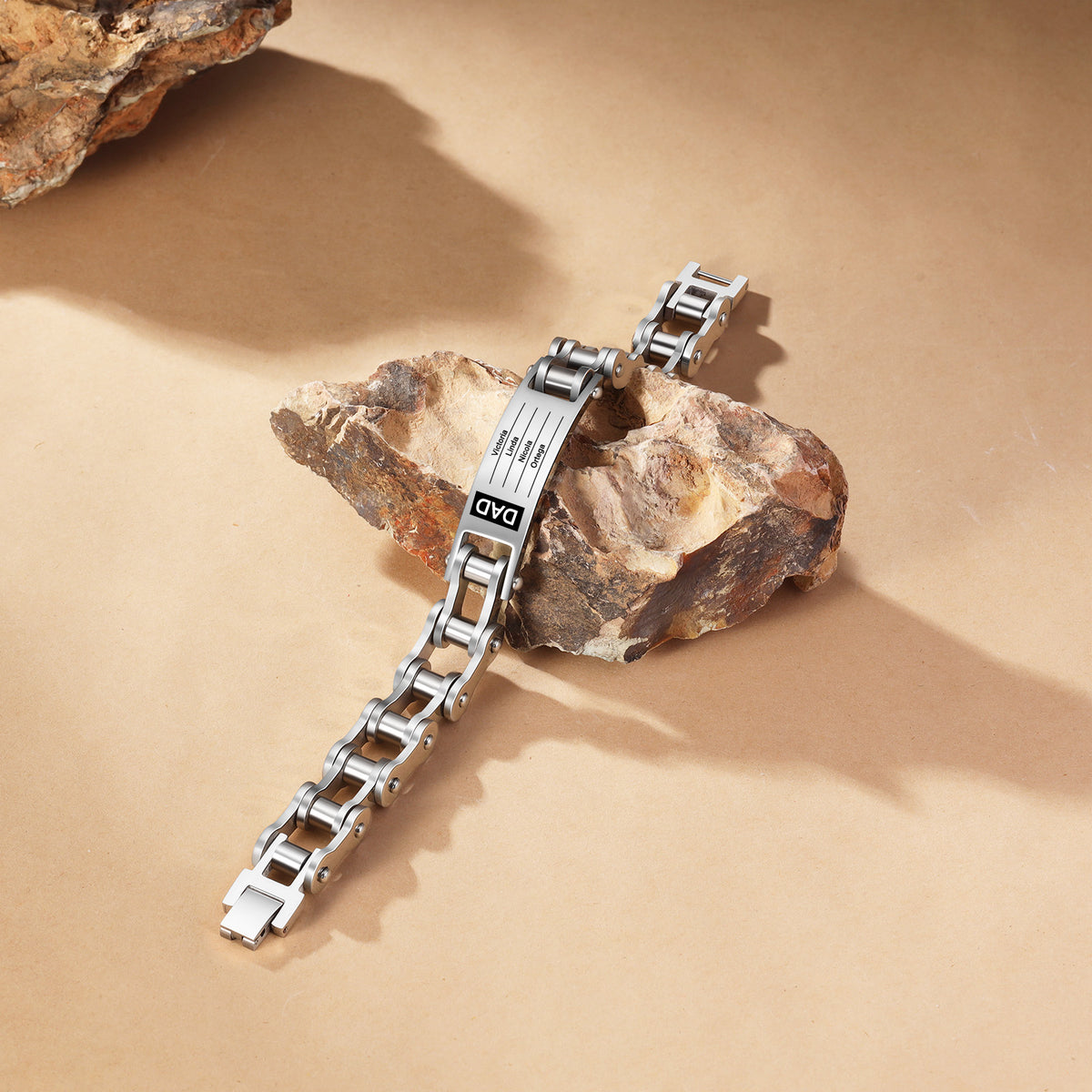 Men's Bike Chain Name Bracelet with 2 to 4 Names