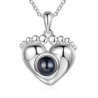 Baby Feet Heart Photo Projection Necklace