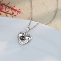 Baby Feet Heart Photo Projection Necklace