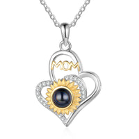 Mom Sunflower Heart Photo Projection Necklace
