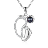 Baby Footprints Photo Projection Necklace