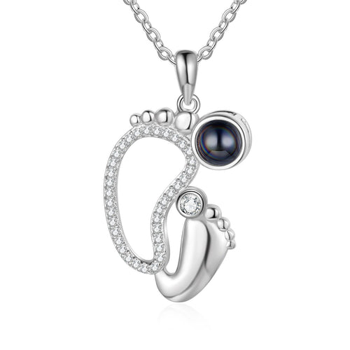 Baby Footprints Photo Projection Necklace