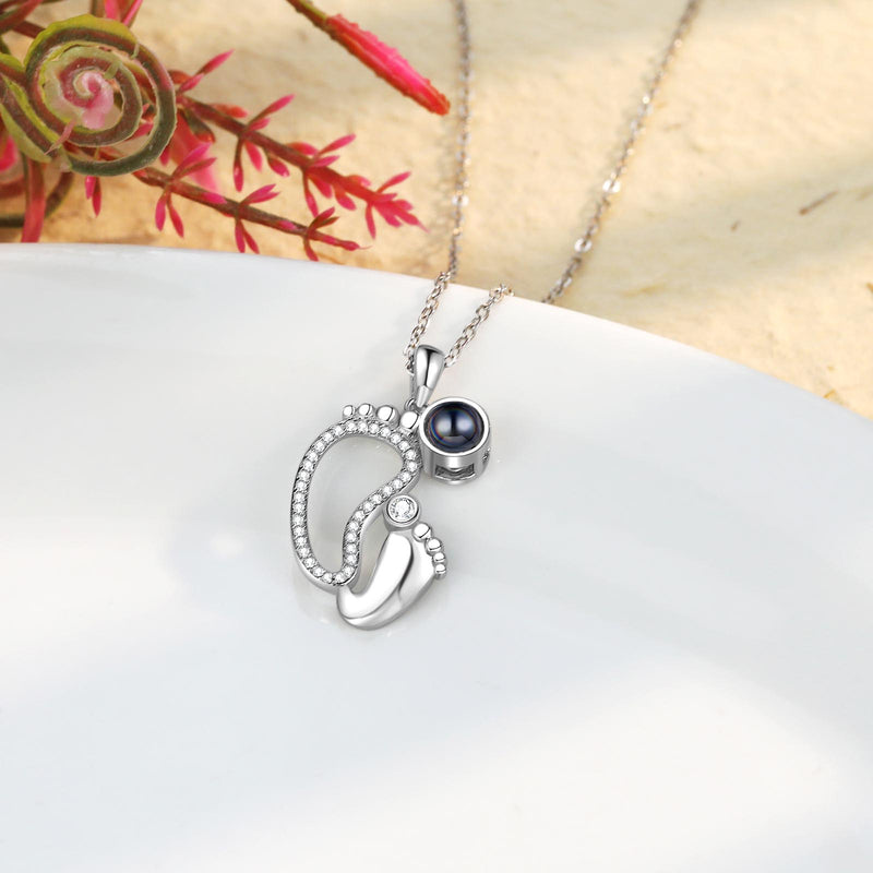 Baby Footprints Photo Projection Necklace