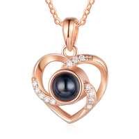 Rose Gold Heart Photo Projection Necklace