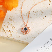 Rose Gold Heart Photo Projection Necklace