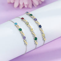 Custom Birthstone Chain Bracelet, 2 to 5 Stones