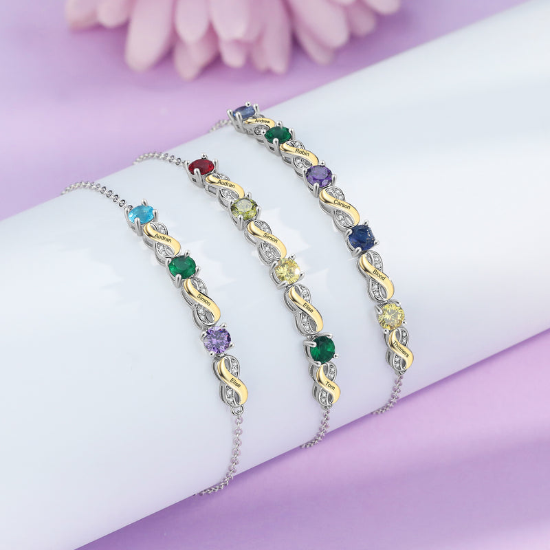 Custom Birthstone Chain Bracelet, 2 to 5 Stones