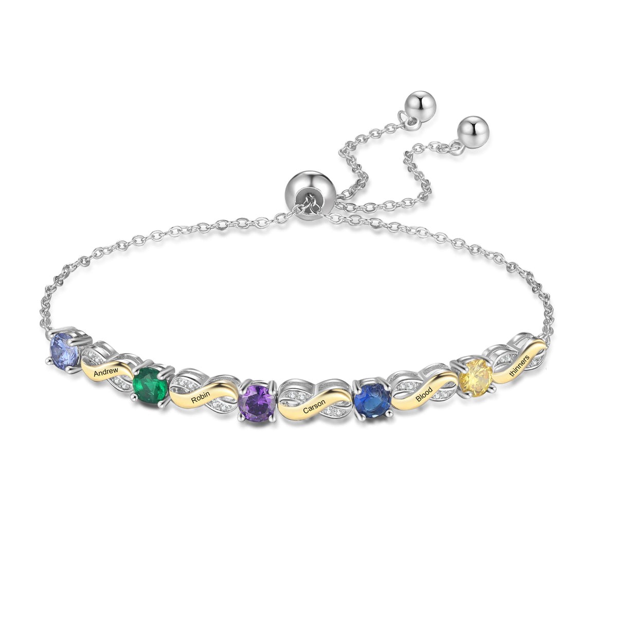 Custom Birthstone Chain Bracelet, 2 to 5 Stones