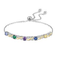 Custom Birthstone Chain Bracelet, 2 to 5 Stones