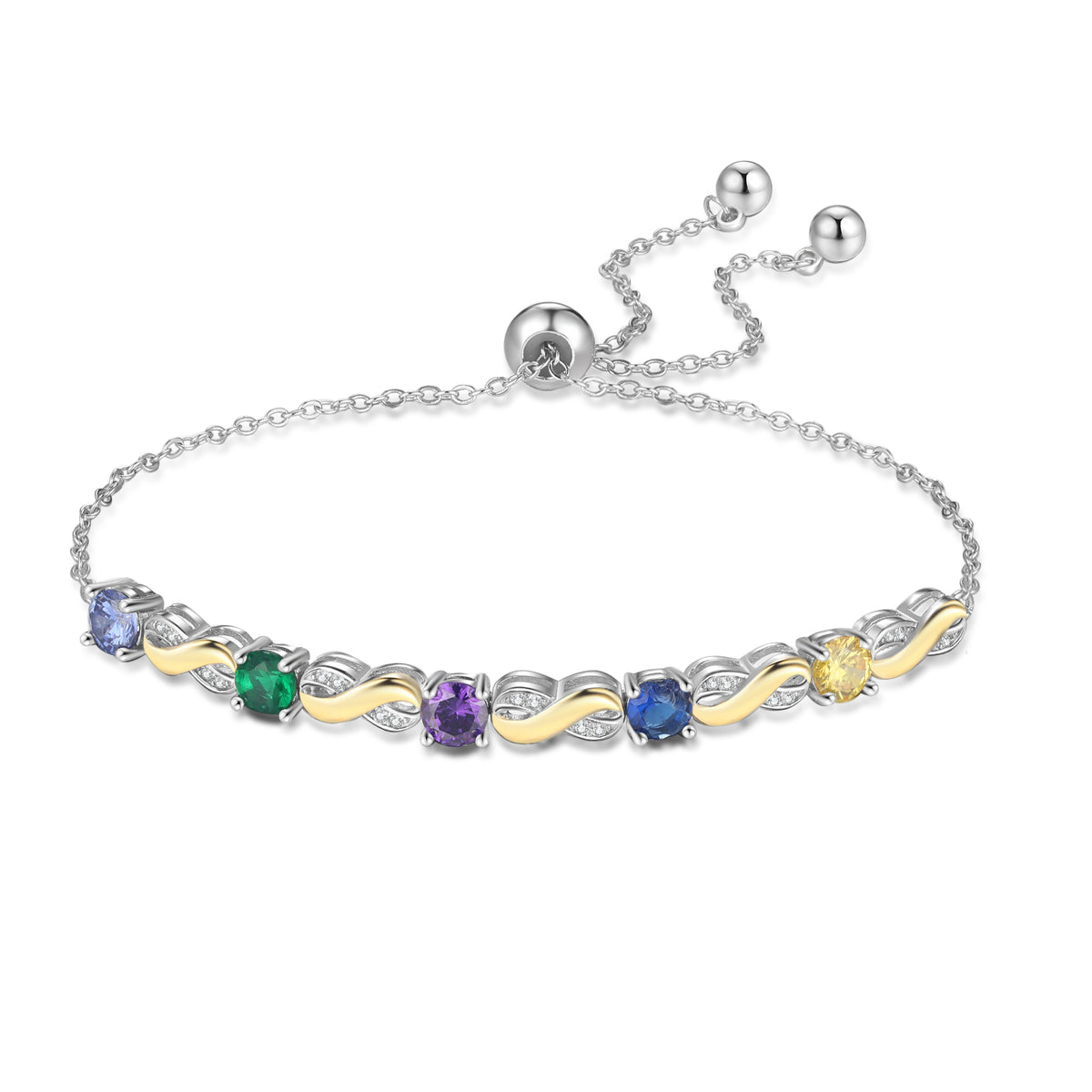 Custom Birthstone Chain Bracelet, 2 to 5 Stones
