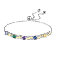 Custom Birthstone Chain Bracelet, 2 to 5 Stones