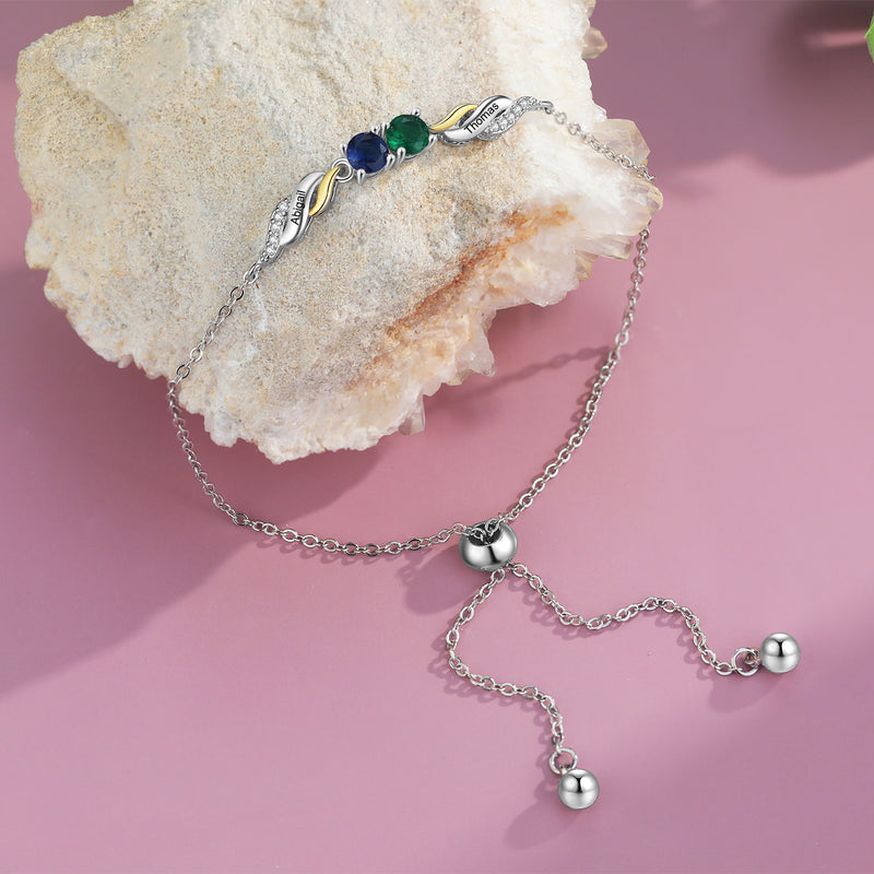 Wave Birthstone Chain Bracelet