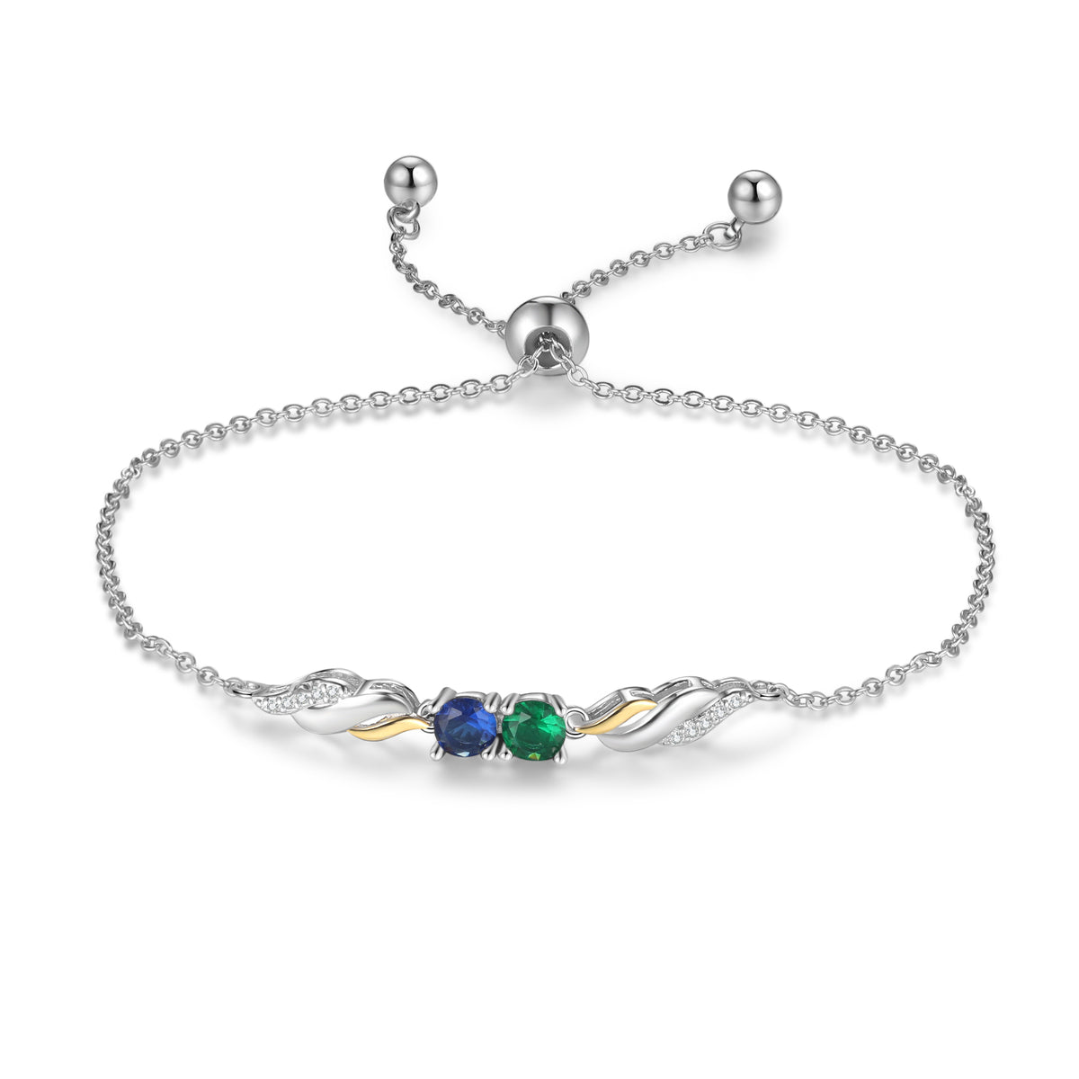 Wave Birthstone Chain Bracelet