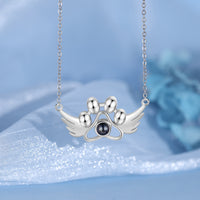 Paw Print Angel Wing Photo Projection Necklace