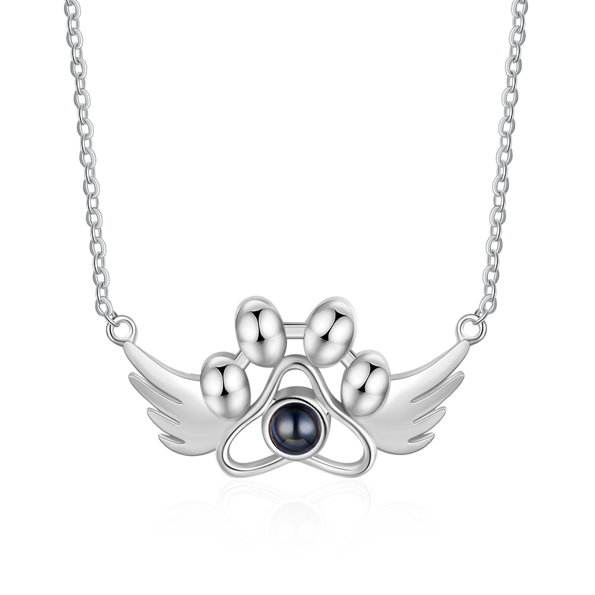 Paw Print Angel Wing Photo Projection Necklace