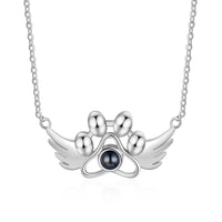 Paw Print Angel Wing Photo Projection Necklace
