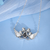 Paw Print Angel Wing Photo Projection Necklace