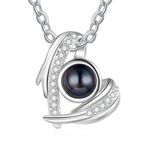 Angel Wing Heart Photo Projection Necklace