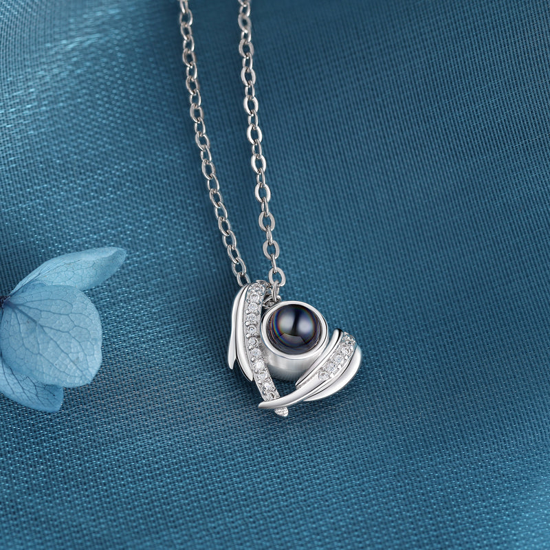 Angel Wing Heart Photo Projection Necklace