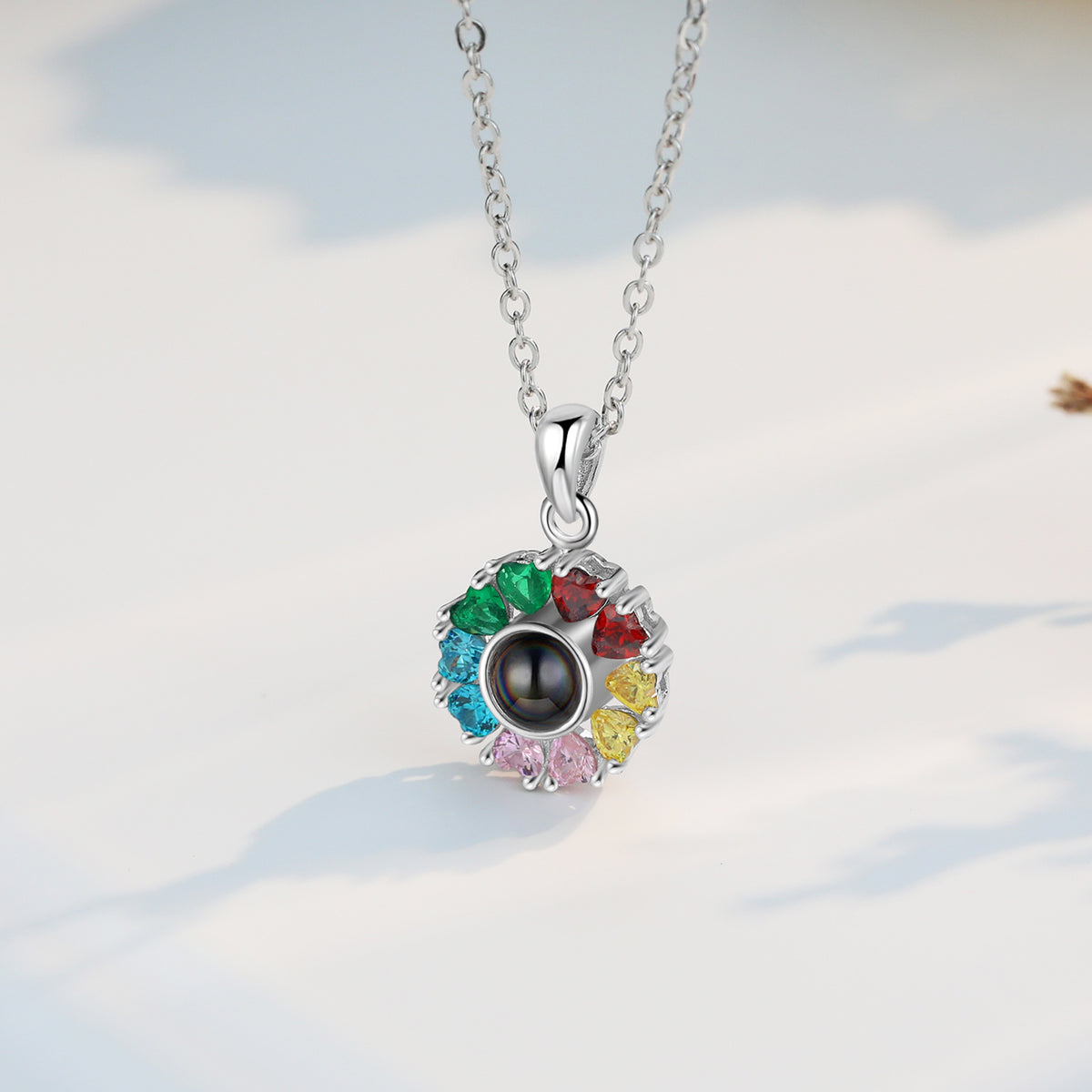 Rainbow Flower Photo Projection Necklace