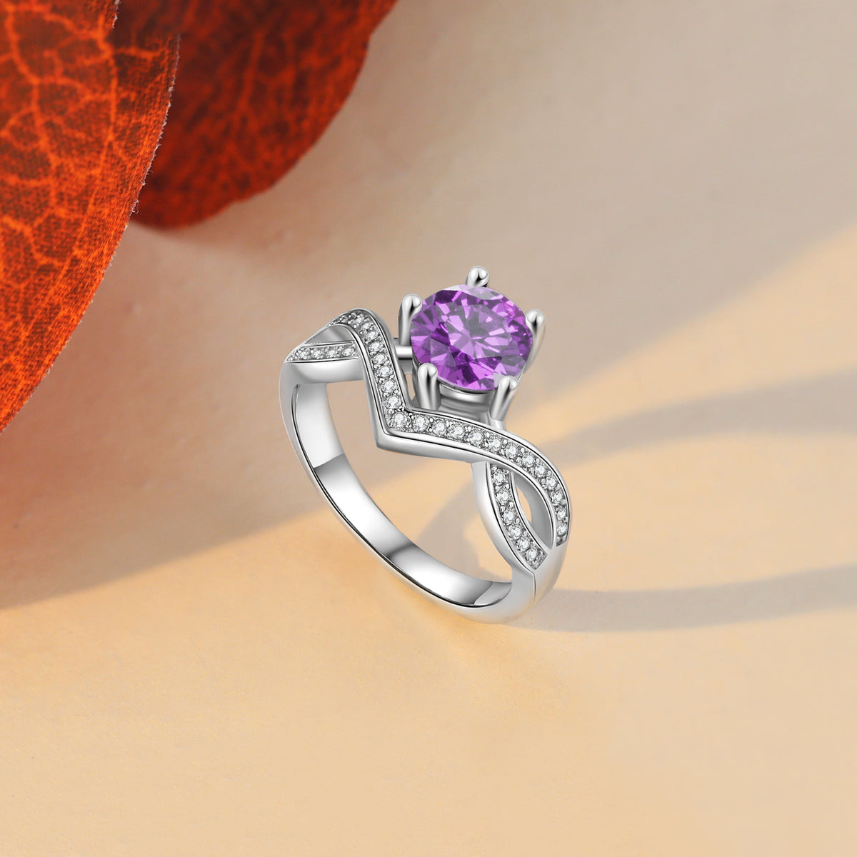 Infinity Twist Birthstone Ring