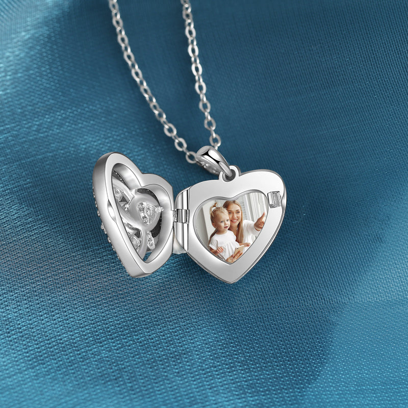 Celtic Knot Heart Photo Locket Necklace with Pearl
