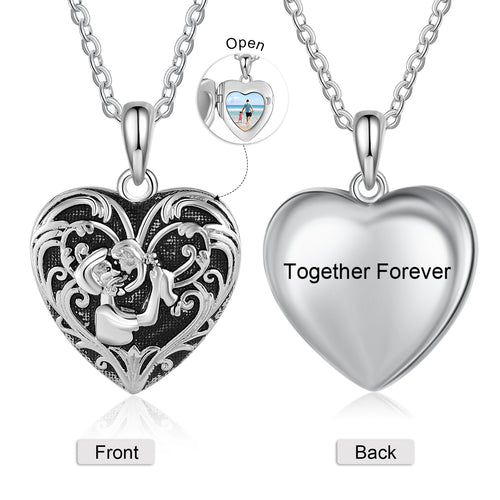 Father and Child Heart Photo Locket Necklace