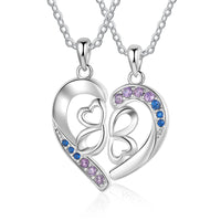Split Heart Four Leaf Clover Name Necklace Set
