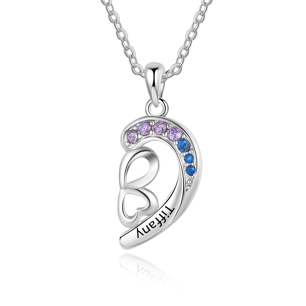 Split Heart Four Leaf Clover Name Necklace Set