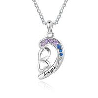 Split Heart Four Leaf Clover Name Necklace Set